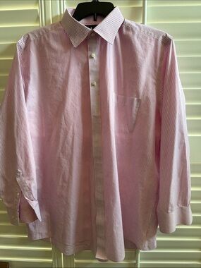 Stafford Pink and White Striped Dress Shirt